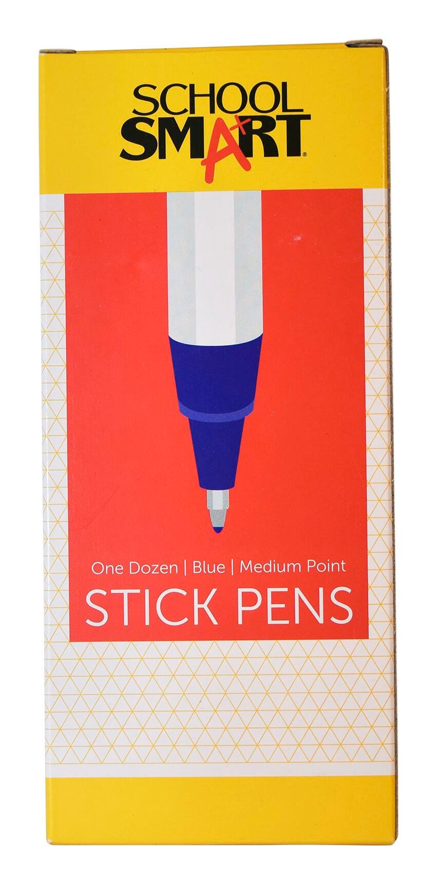 School Smart Round Stick Pen, Medium Tip, Blue, Pack of 12 038160
